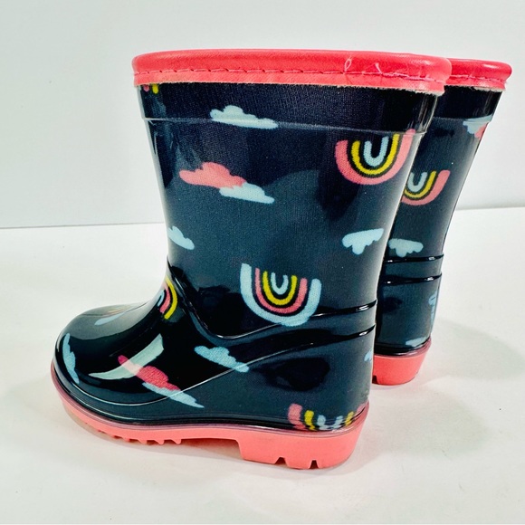๐ฉท CARTERโS SIZE 4M RAINBOOTS GREAT CONDITION RAINBOW ๐ CLOUDS DESIGN NAVY BLUE - Picture 7 of 11